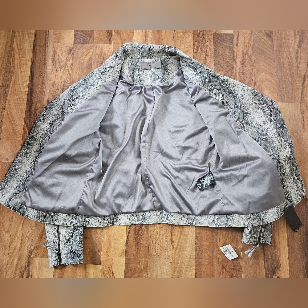 Blank NYC Gray Snake-Print Faux Leather Moto Jacket - Picture 5 of 6